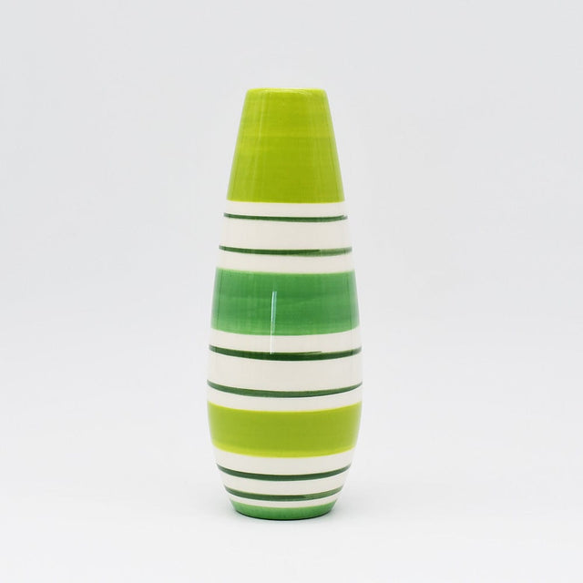 Striped Ceramic Vase - Green