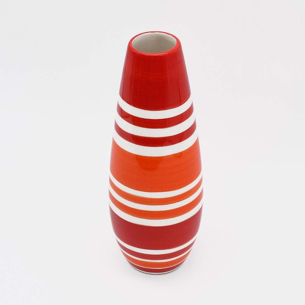 Striped Ceramic Vase - Red