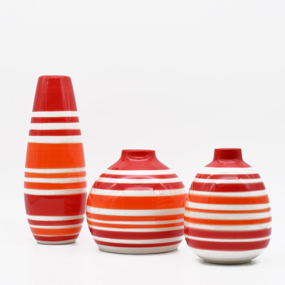 Striped Ceramic Vase - Red