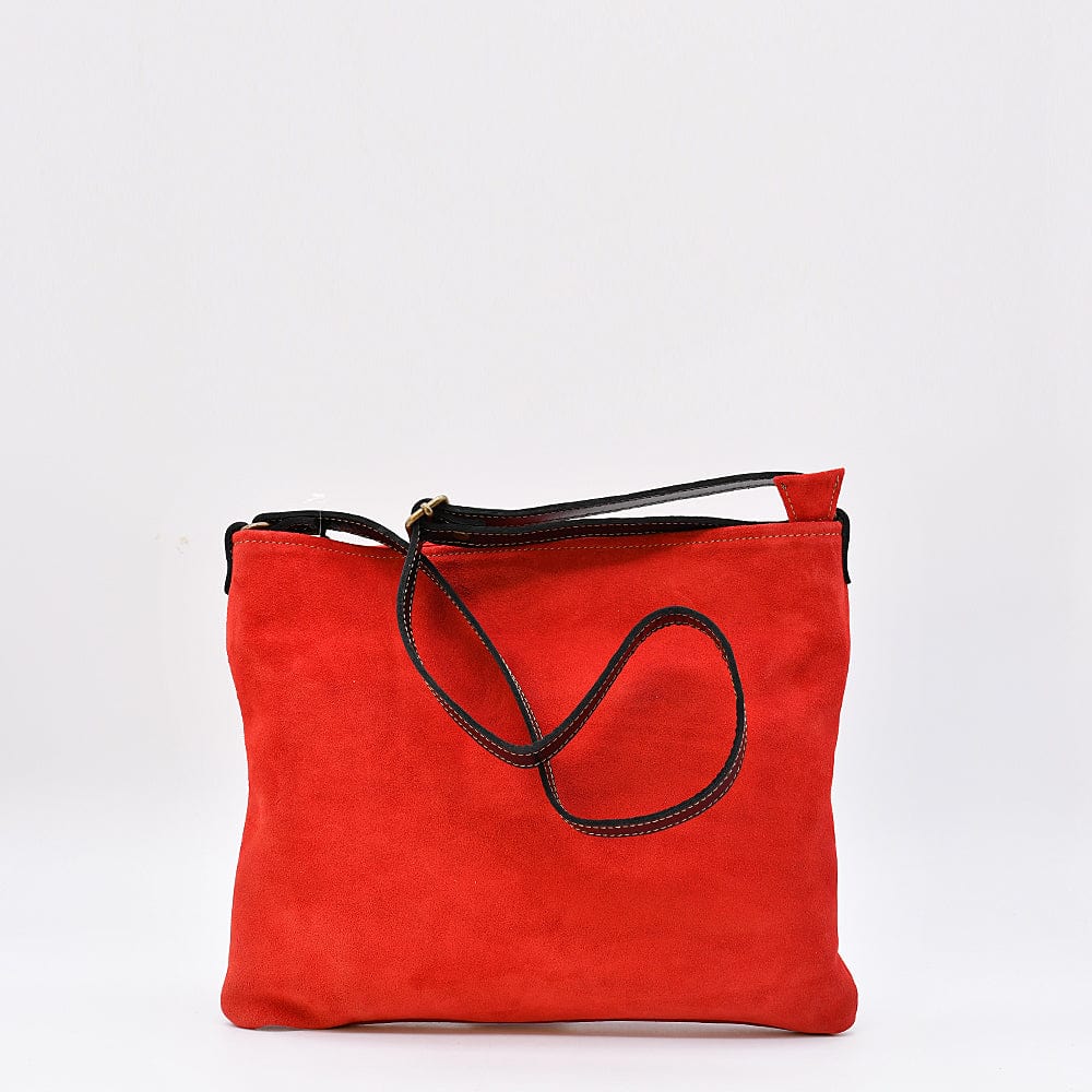 Suede Shoulder Bag - Red
