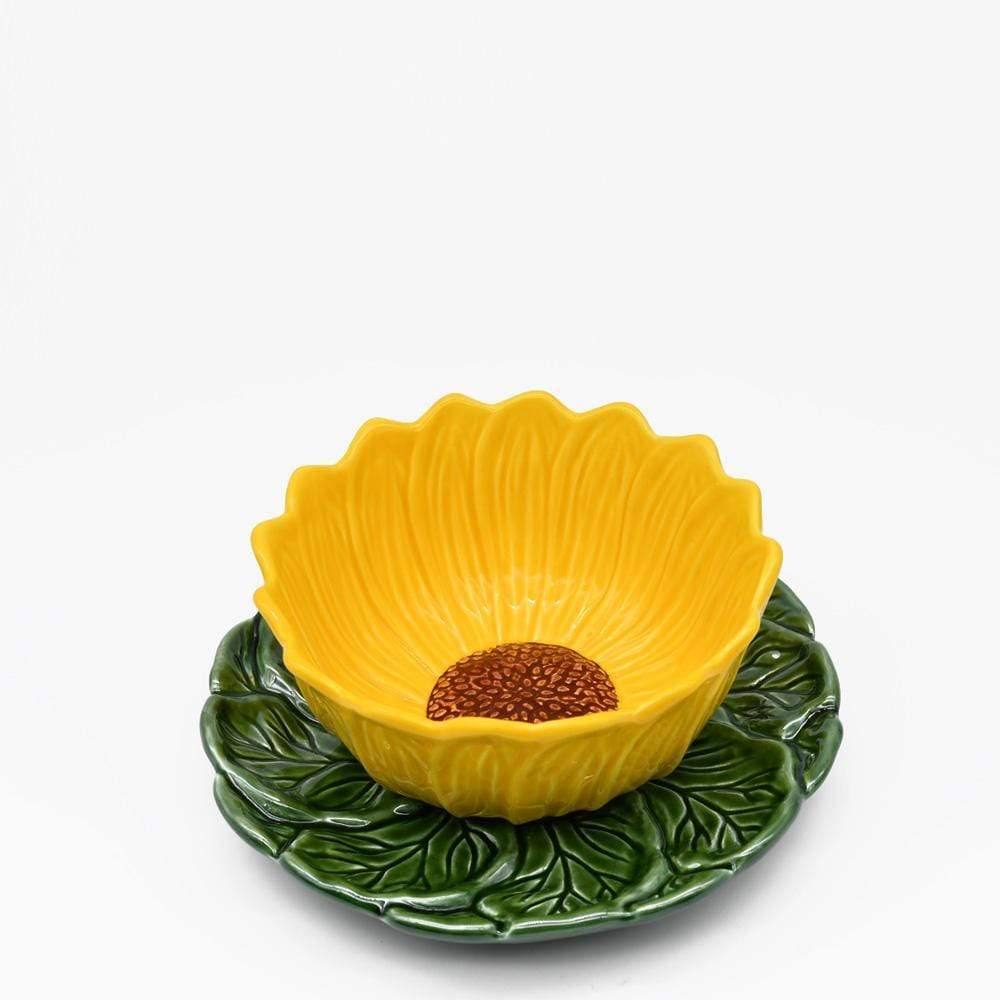 Sunflower-shaped Ceramic Bowl & Plate