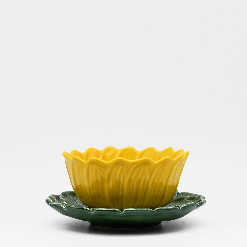 Sunflower-shaped Ceramic Bowl & Plate