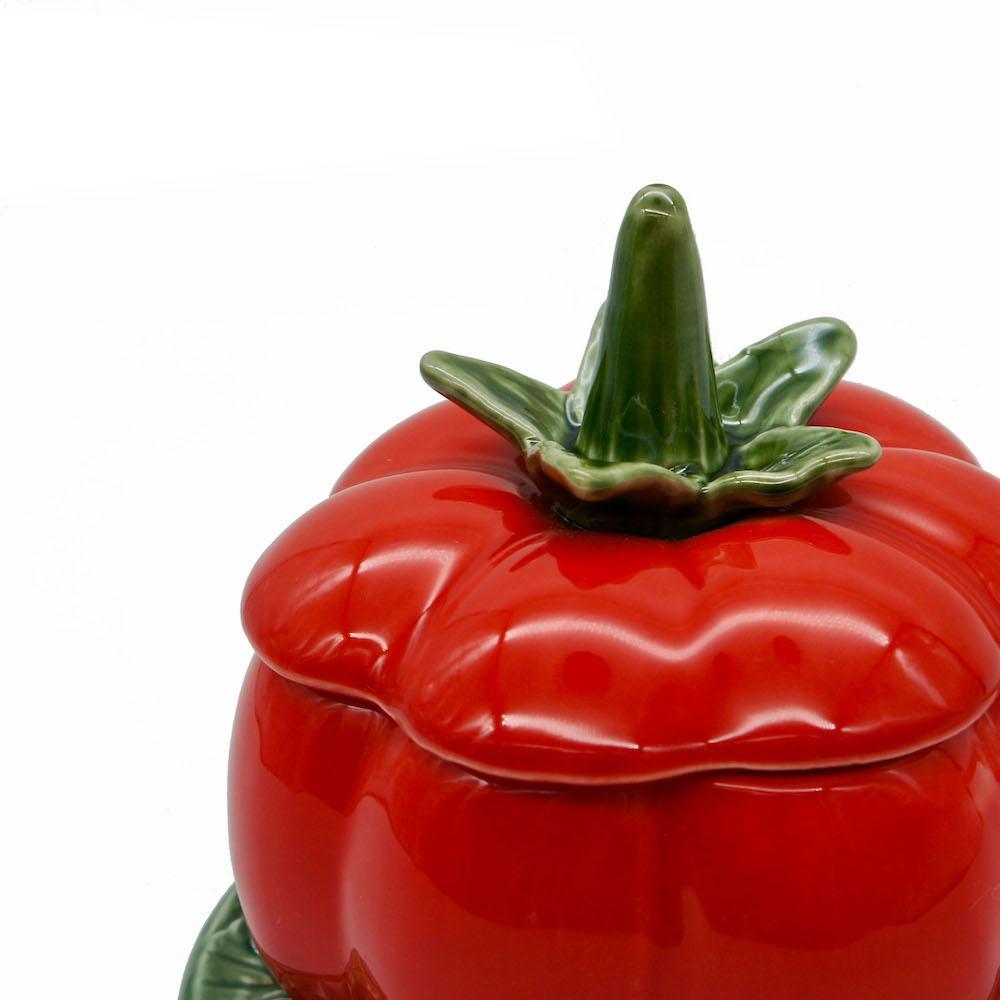 Tomato-shaped Ceramic Pot - 5.1''