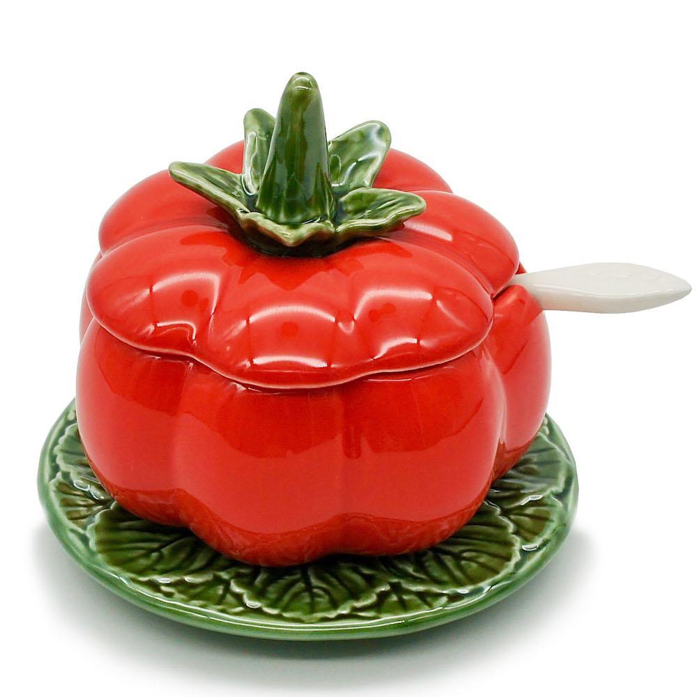 Tomato-shaped Ceramic Pot - 5.1''