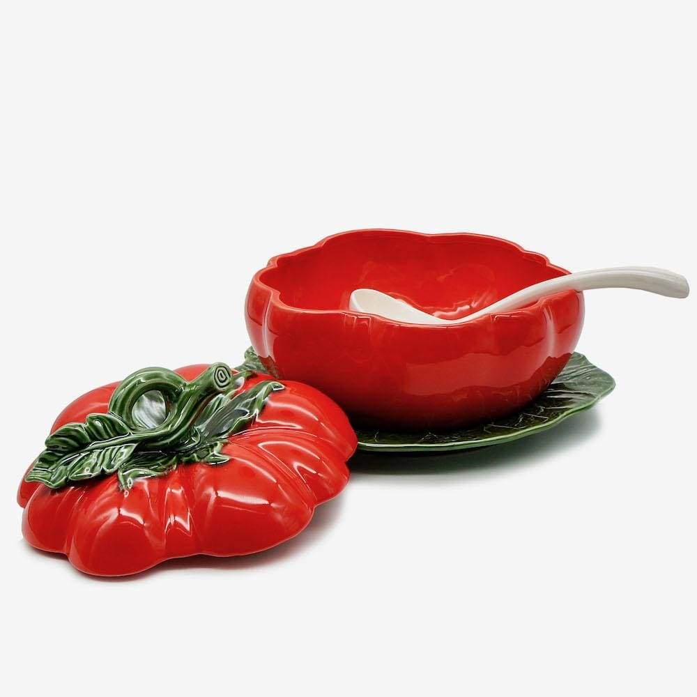 Tomato-shaped Ceramic Soup Tureen